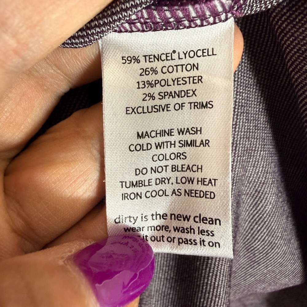 Toad&Co Finlay Plum Purple Ribbed Knit V-Neck Faux Wrap Dress Cuff Sleeve M - Picture 4 of 6